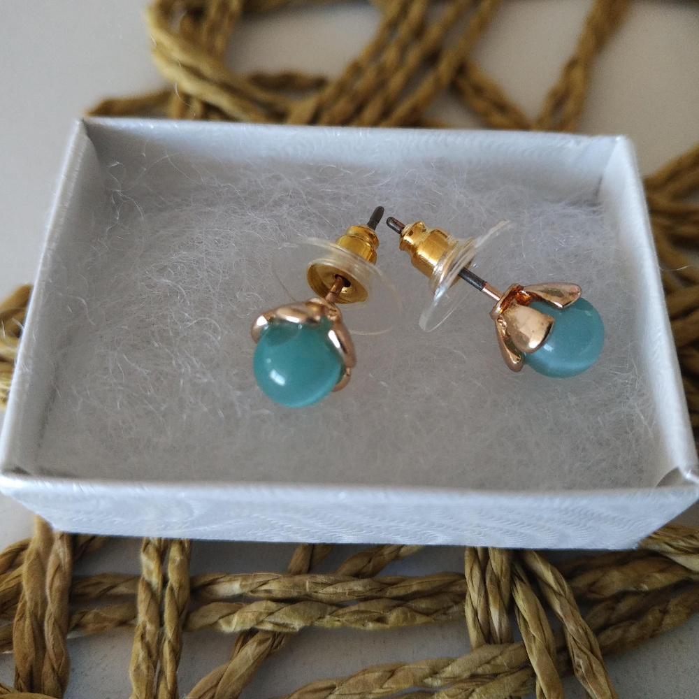 Larimar stud earrings from Dominican Republic